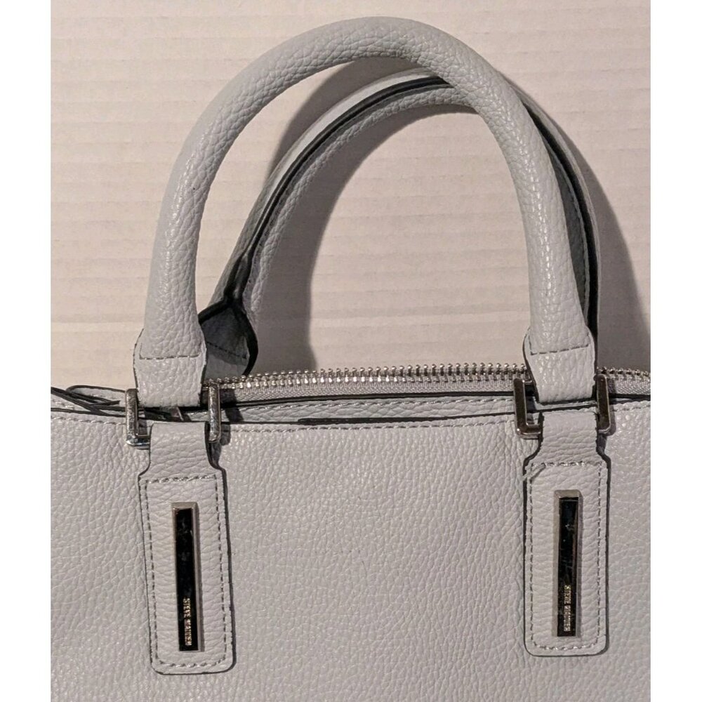 Steve Madden Crossbody Purse Attached Wallet Faux Leather Satchel Gray Pebbled - Picture 5 of 13